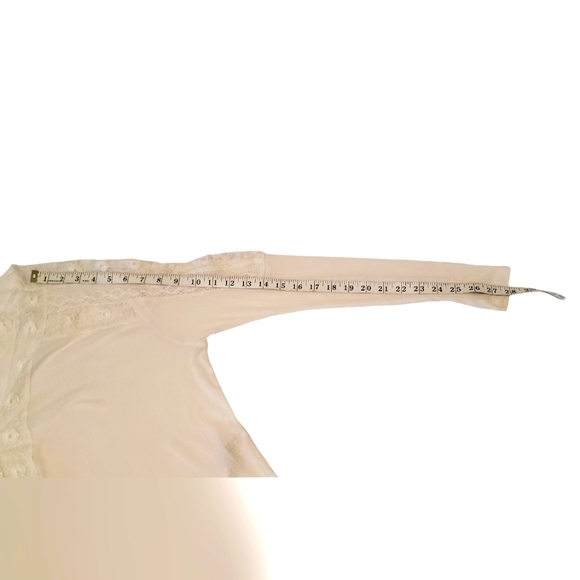 Free People Lola Top Long Sleeve Lace Trim Boxy Oversize Ivory Cream Size M - Picture 10 of 10